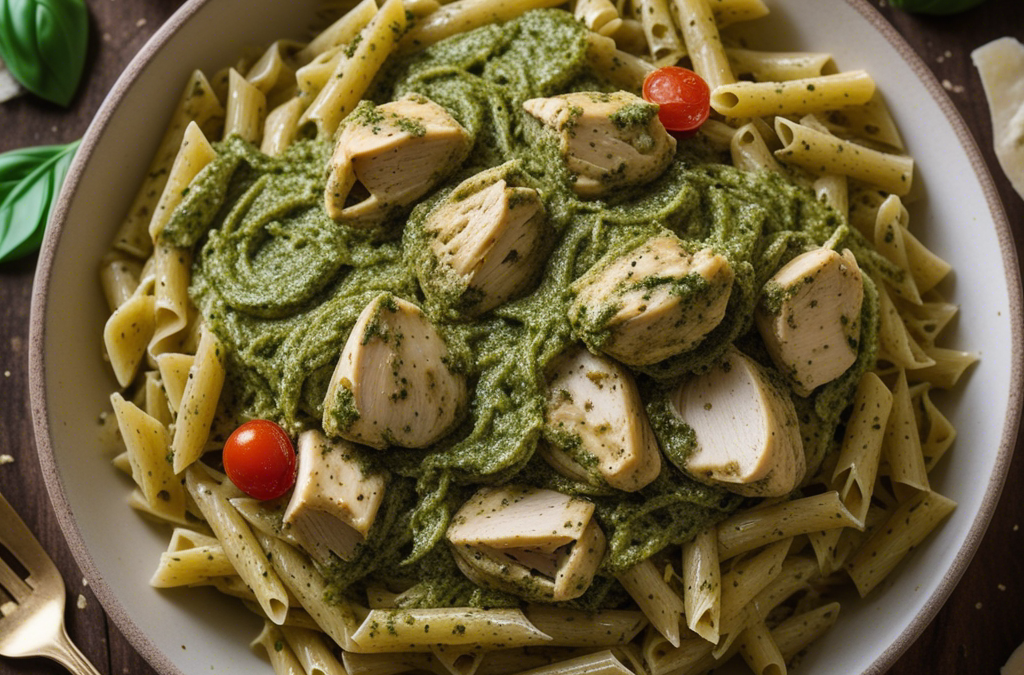Pasta al pesto con pollo